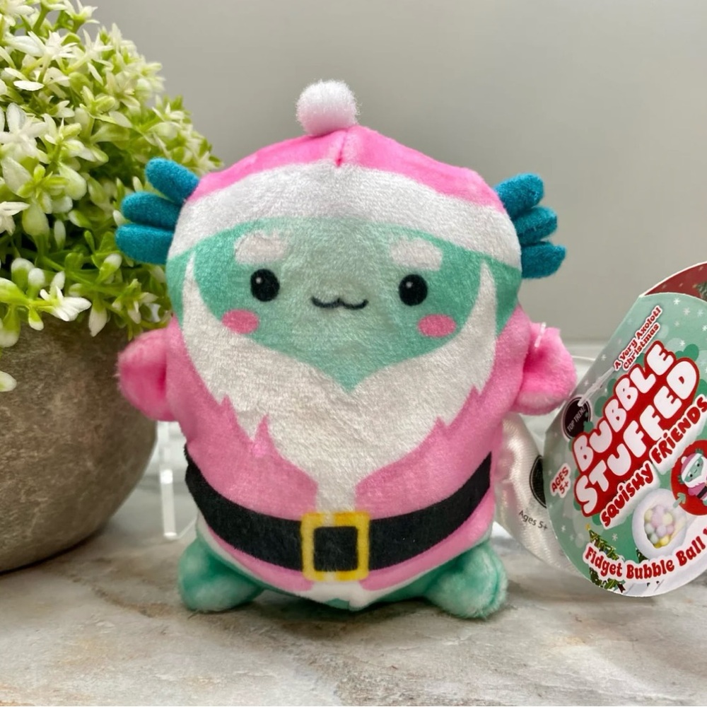 Bubble-Stuffed Squishy Friends- Axolotl Santa